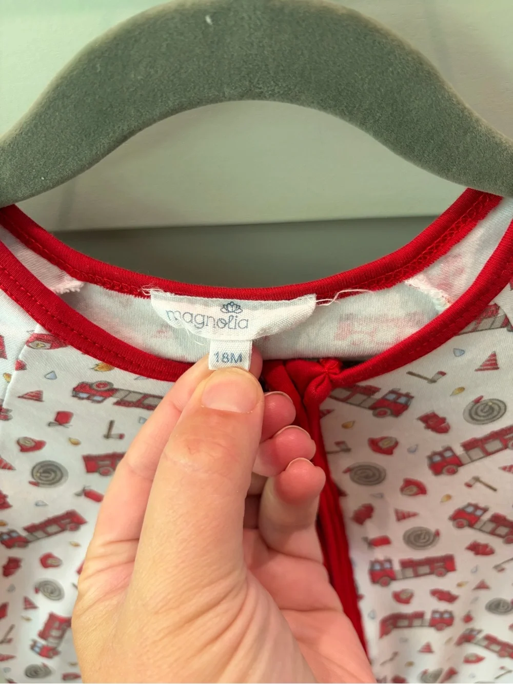 Magnolia White & Red Firetruck Print One-Piece